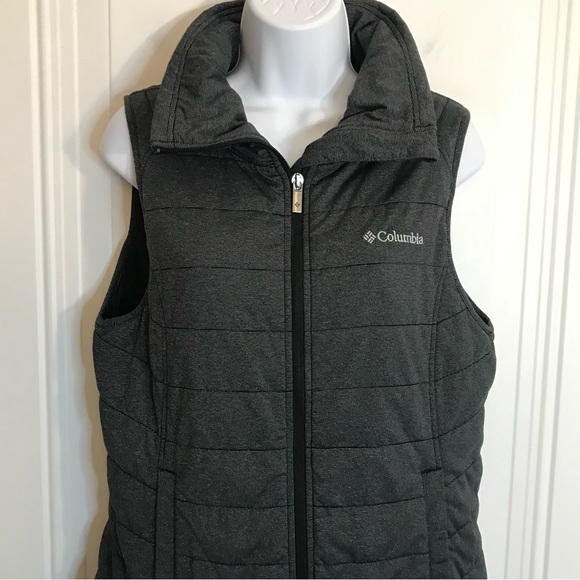 Columbia Women's M Charcoal Gray Zip Up Quilted Puffer Vest with pockets in EUC - Picture 4 of 16